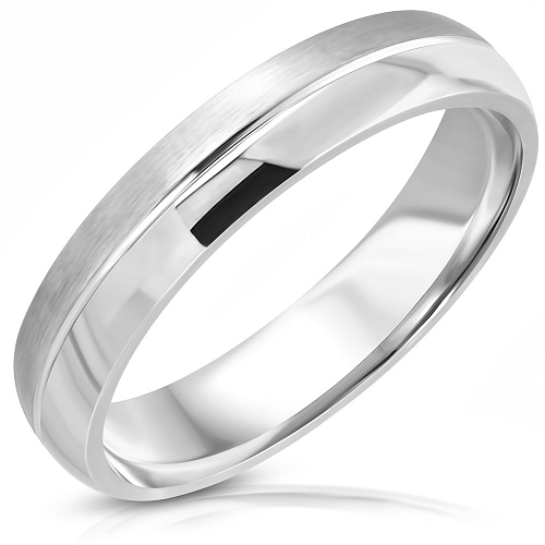 Ocelový prsten RRR 281 hladký s jemným proužkem o velikosti 8