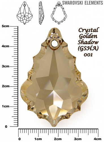 SWAROVSKI 6091 Baroque Pendant barva CRYSTAL GOLDEN SHADOW velikost 50mm
