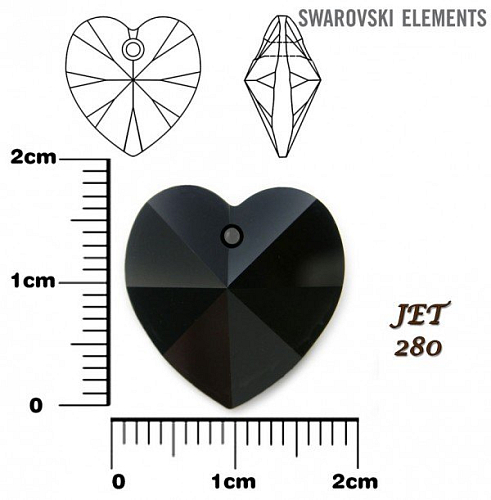 SWAROVSKI Heart Pendant barva JET velikost 18x17,5mm.