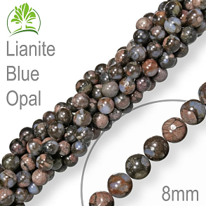 Korálky z minerálů Lianite Blue Opal přírodní polodrahokam. Velikost pr.8mm. Balení 10Ks