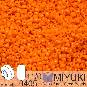 Korálky Miyuki Round 11/0. Barva 0405 Opaque Tangerine. Balení 5g