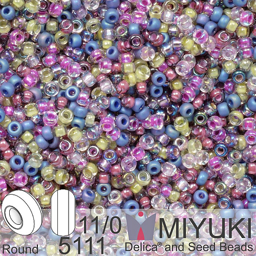 Korálky Miyuki Round 11/0. Barva Flower Field Mix 5111. Balení 5g.