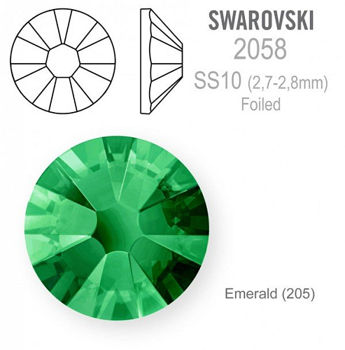 SWAROVSKI 2058 XILION Rose FOILED velikost SS10 barva Emerald 