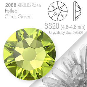 SWAROVSKI  XIRIUS Rose 2088 Foiled. Barva Citrus Green velikost SS20 (4,6-4,8mm). Balení 15Ks.