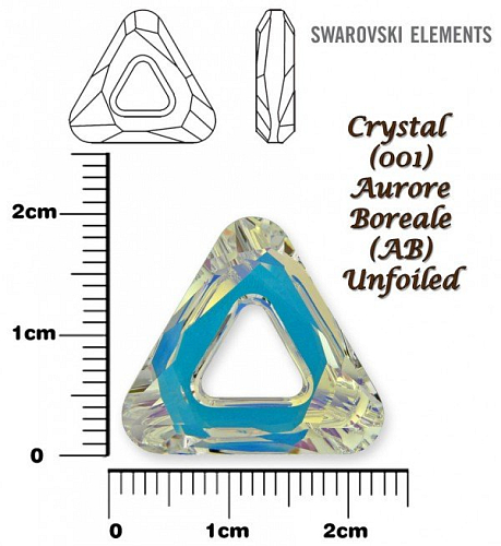 SWAROVSKI ELEMENTS Cosmic Triangle 4737 barva CRYSTAL (001) AURORE BOREALE (AB) velikost 20mm. 