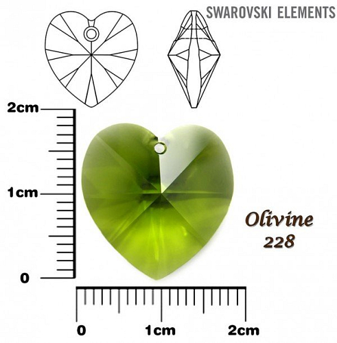 SWAROVSKI Heart Pendant barva OLIVINE velikost 18x17,5mm.