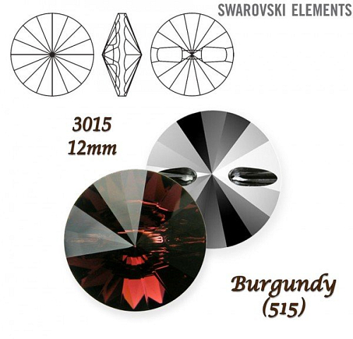 SWAROVSKI Buttons 3015 barva BURGUNDY velikost 12mm. 