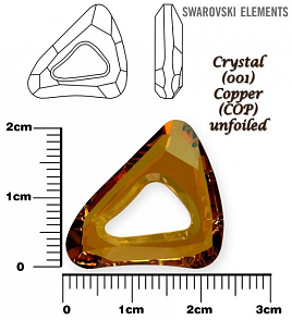 SWAROVSKI ELEMENTS Organic Cosmic Triangle 4736 barva CRYSTAL (001) COPPER (COP) velikost 20mm.
