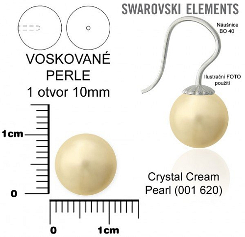 SWAROVSKI 5818 Voskované Perle 1otvor barva CRYSTAL CREAM PEARL 620 velikost 10mm.