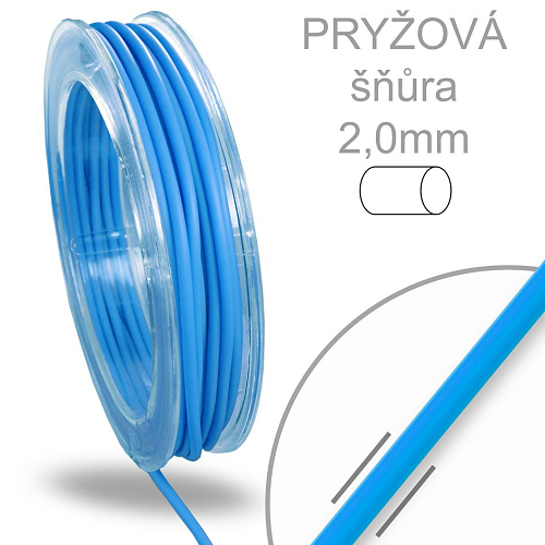 Pryžová šňůra o průměru 2mm v barvě modré.