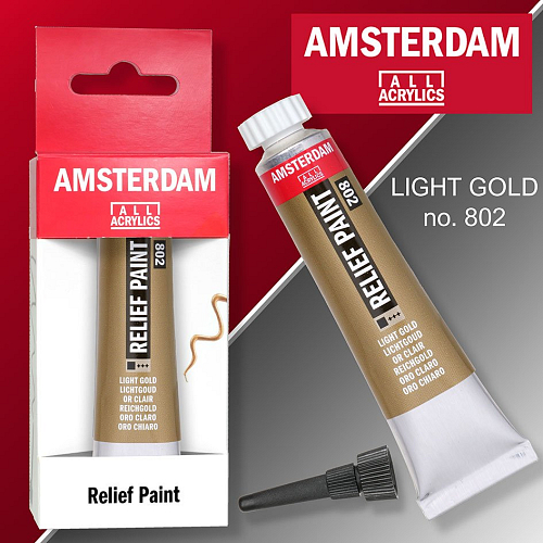 Reliéfní barvy Amsterdam Relief Paint 20 ml color LIGHT GOLD no. 802