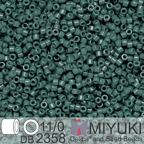 Korálky Miyuki Delica 11/0. Barva Duracoat Opaque Dyed Evergreen DB2358. Balení 5g.