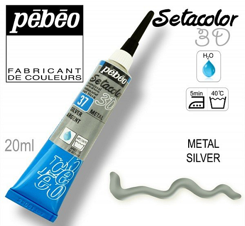 Kontura 3D SETACOLOR. Výrobce Pebeo. Barva 37 METAL SILVER.