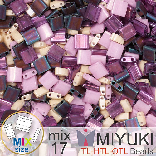 Korálky MIYUKI směs tvar TL-HTL-QTL BEADS . Barva MIX 17 Passion flower . Balení 5g.