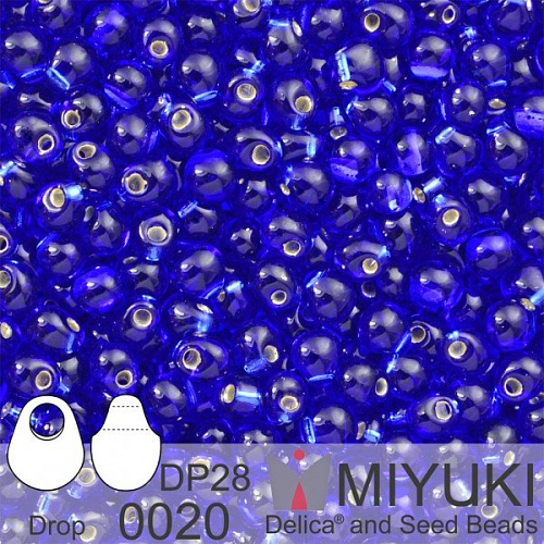 Korálky Miyuki Drop 2,8mm. Barva 0020 S/L Cobalt. Balení 5g.