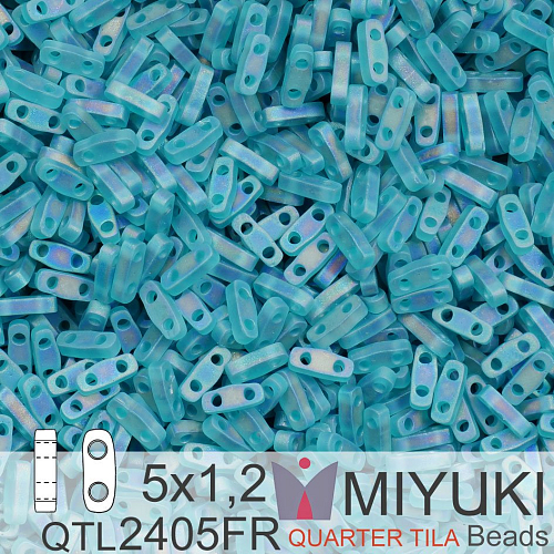 Korálky Miyuki QuarterTila. Barva Matte Transparent Teal AB QTL 2405FR Balení 3g
