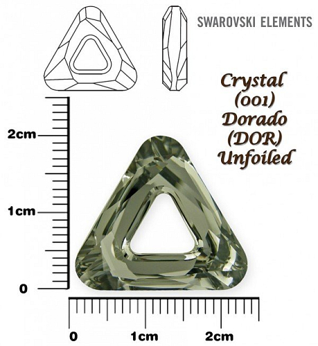 SWAROVSKI ELEMENTS Cosmic Triangle 4737 barva CRYSTAL (001) DORADO (DOR) velikost 20mm. 