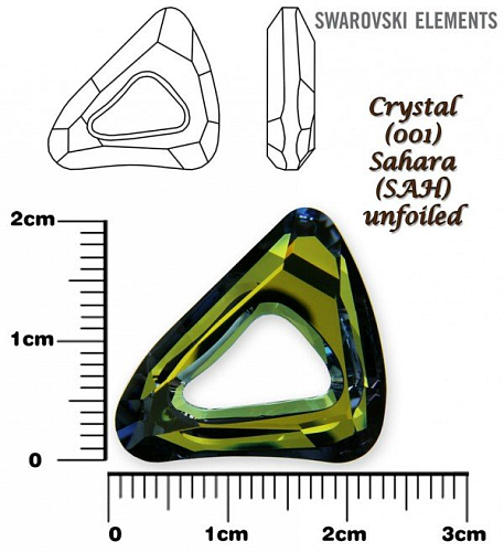 SWAROVSKI ELEMENTS Organic Cosmic Triangle 4736 barva CRYSTAL (001) SAHARA (SAH) velikost 20mm.