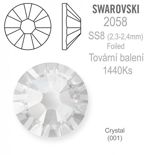 Swarovski XILION Rose FOILED 2058 velikost SS8 barva Crystal tovární balení