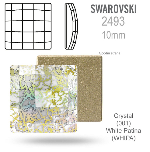 SWAROVSKI Chessboard FB 2493 barva Crystal White Patina velikost 10x10mm. 
