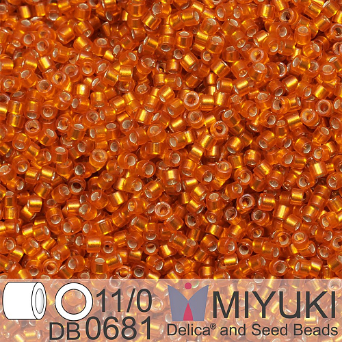 Korálky Miyuki Delica 11/0. Barva Dyed SF S/L Orange  DB0681. Balení 5g.
