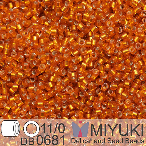Korálky Miyuki Delica 11/0. Barva Dyed SF S/L Orange  DB0681. Balení 5g.