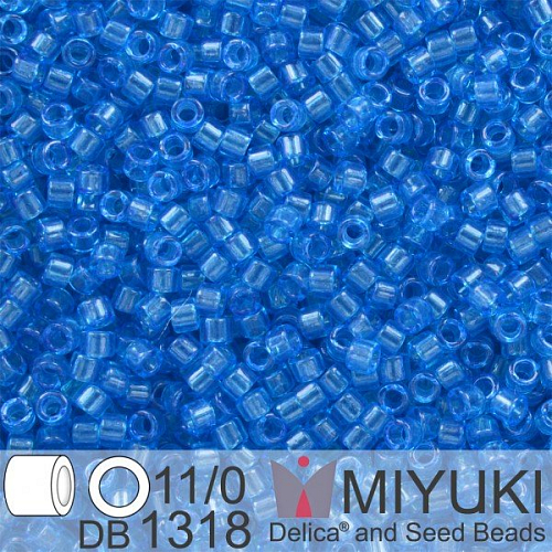 Korálky Miyuki Delica 11/0. Barva Dyed Tr Capri Blue DB1318. Balení 5g.