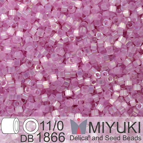 Korálky Miyuki Delica 11/0. Barva Silk Inside Dyed Orchid AB DB1866. Balení 5g.