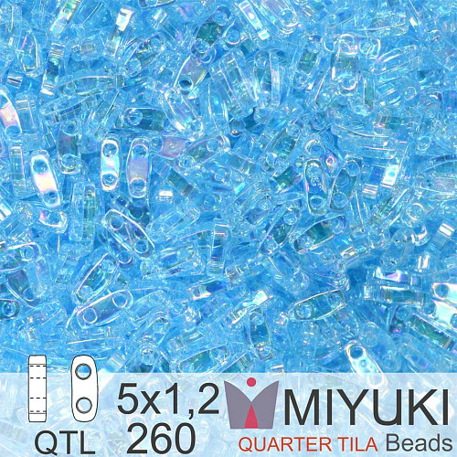 Korálky Miyuki QuarterTila. Barva Transparent Aqua AB QTL 260 Balení 3g