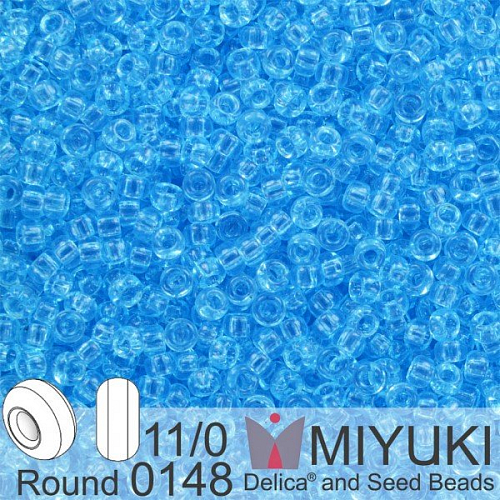 Korálky Miyuki Round 11/0. Barva 0148 Tr Aqua. Balení 5g.