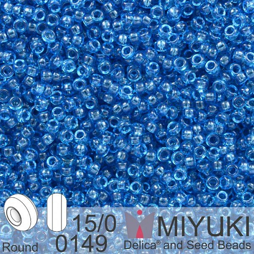 Korálky Miyuki Round 15/0. Barva 0149 Tr Capri Blue . Balení 5g. 