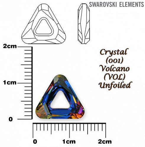SWAROVSKI ELEMENTS Cosmic Triangle 4737 barva CRYSTAL (001) VOLCANO (VOL) velikost 14mm.