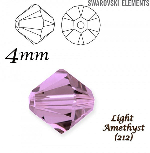 SWAROVSKI XILION BEAD 5328 barva LIGHT AMETHYST velikost 4mm. Balení 20Ks. 