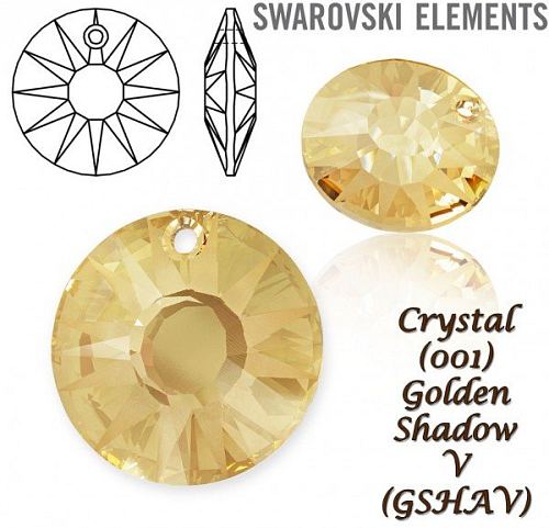 SWAROVSKI 6724/G Sun Pendant Partly Frosted velikost 19mm. Barva Crystal Golden Shadow V 