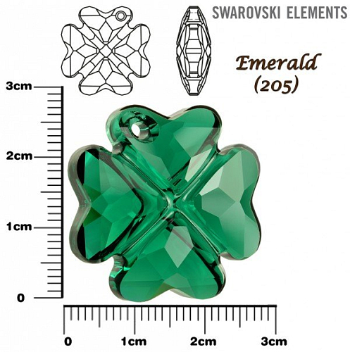 SWAROVSKI 6764 CLOVER Pendant barva EMERALD velikost 28mm.