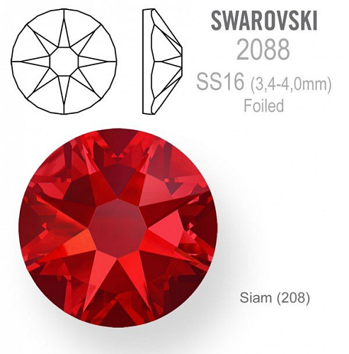 SWAROVSKI XIRIUS 2088 FOILED velikost SS16 barva SIAM 