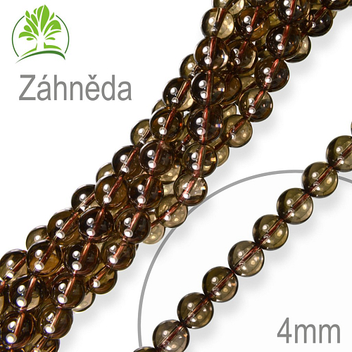 Korálky z minerálů Záhněda přírodní polodrahokam. Velikost pr.4mm. Balení 18Ks.