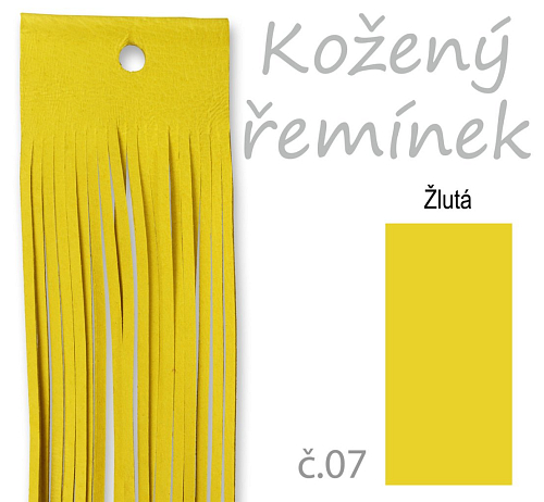 Kožený řemínek o délce 100 cm ve SVĚTLE ŽLUTÉ barvě č.07. 