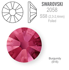 SWAROVSKI FOILED velikost SS8 barva  BURGUNDY 