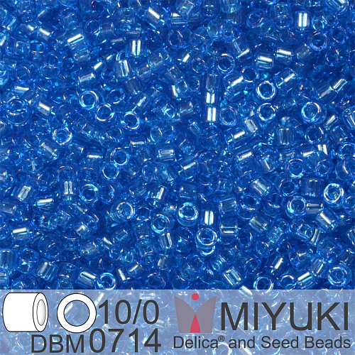 Korálky Miyuki Delica 10/0. Barva Transparent Capri Blue  DBM0714. Balení 5g.