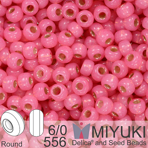 Korálky Miyuki Round 6/0. Barva 556 Dyed Rose Silverlined Alabaster. Balení 5g