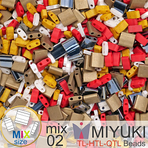 Korálky MIYUKI směs tvar TL-HTL-QTL BEADS . Barva MIX 02 Contra. Balení 5g.