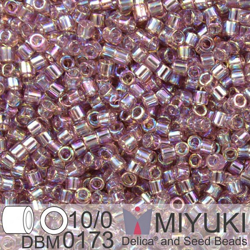 Korálky Miyuki Delica 10/0. Barva Tr Smoky Amethyst AB  DBM0173. Balení 5g.