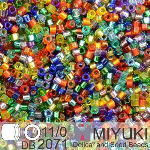 Korálky Miyuki Delica 11/0. Barva Rainbow Mix DB2071. Balení 5g