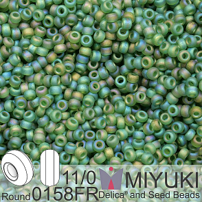 Korálky Miyuki Round 11/0. Barva 0158FR Matte Transparent Olive AB. Balení 5g.
