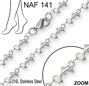 Náramek na nohu NAF 141. Materiál Chirurgická ocel. Délka 26cm.