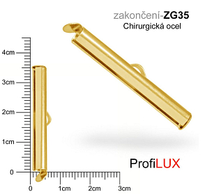 Zakončení na náramky chirurgická ocel. Ozn. ZG35. Velikost otvor 3,5mm délka 35mm. Barva POZLACENO.
