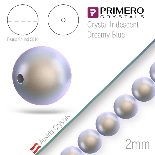 Korálky PRIMERO Crystals 5810. Barva Crystal Iridescent Dreamy Blue. Velikost 2mm balení-50Ks.