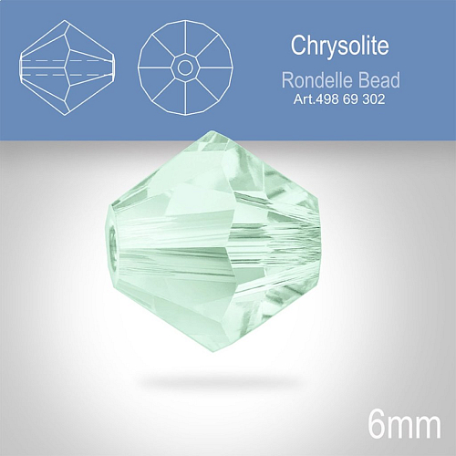 PRECIOSA Bicone MC BEAD (sluníčko) velikost 6mm. Barva CHRYSOLITE. Balení 21ks .