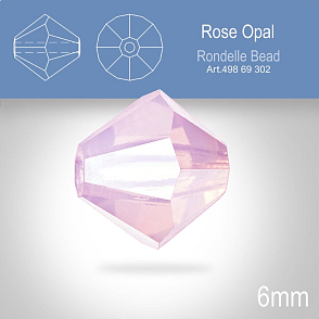 PRECIOSA Bicone MC BEAD (sluníčko) velikost 6mm. Barva Rose Opal. Balení 21ks .